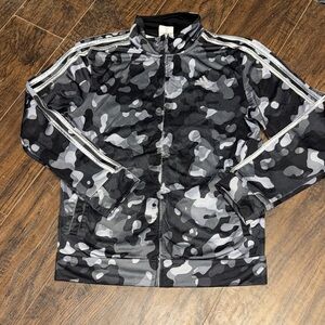 adidas Kids Black and Gray Camo Track Jacket